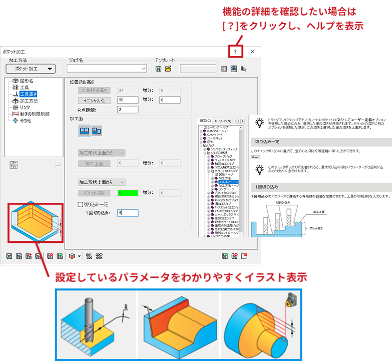 設定しているパラメータをわかりやすくイラスト表示